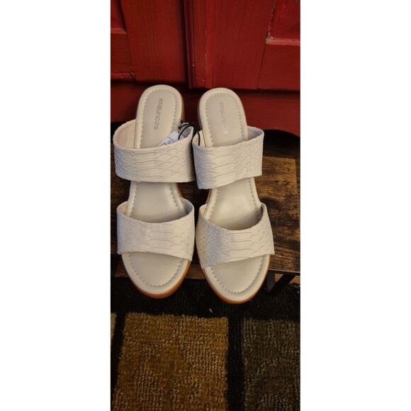 NWT Maurices Size 10 Brittany Wood Block Heel White Y2k Style Retail 49.90 NEW - Picture 4 of 6
